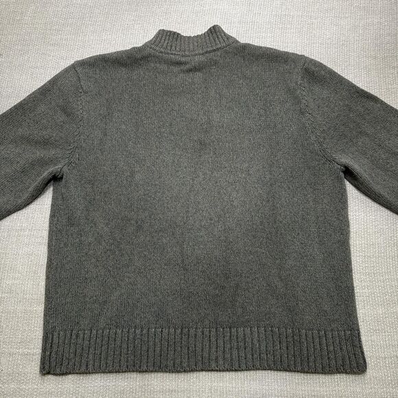 Vtg Saddlebred Brown Green Gray Marled Knit Quarter Zip Cotton Sweater Preppy L - Picture 4 of 5